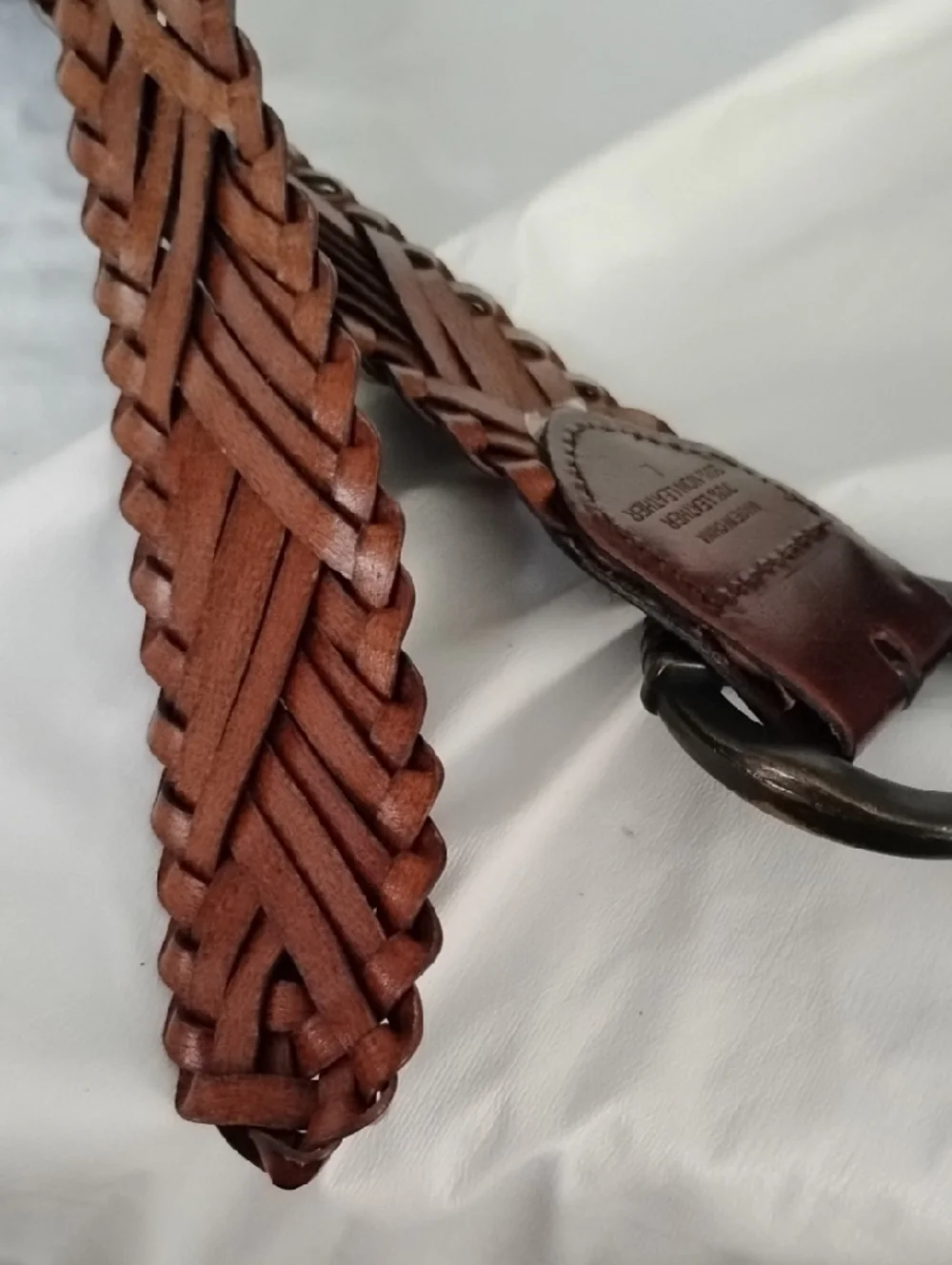 Brown Leather Braided Woven Belt Women's